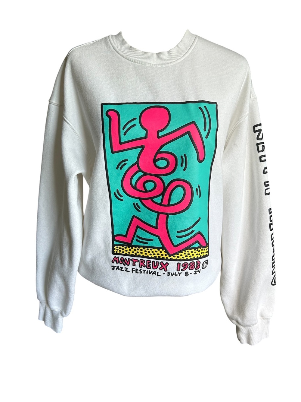 H&M Crewneck Sweatshirt with Pink & Teal Graphic "Montreux Jazz Festival 1983" M - Picture 4 of 14